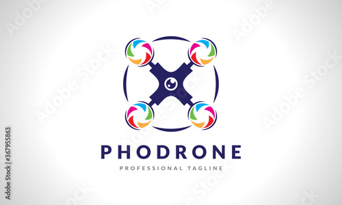 Colorful Photography Drone Logo Design, photography logo, drone logo Vector Icon Symbol Illustration.