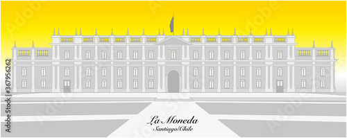 Vector graphic of the Chilean presidential palace La Moneda in Santiago, Chile
