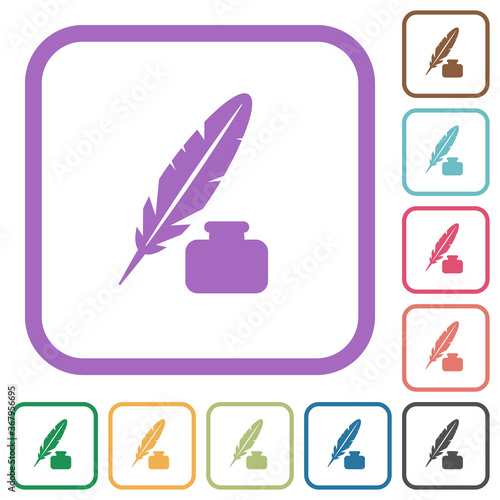 Feather and ink bottle simple icons