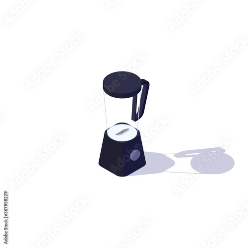 Isometric black blender isolated on white background. Vector illustration