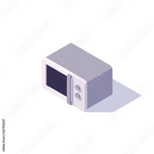Isometric white microwave isolated on white background. Vector illustration
