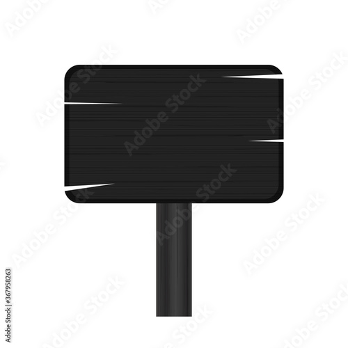 Black wooden plaque. Blank wood plate isolated on white background. Vector.