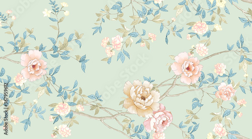 Computer drawn flower illustration. Watercolor Flowers.Manual composition.Big Set watercolor elements.