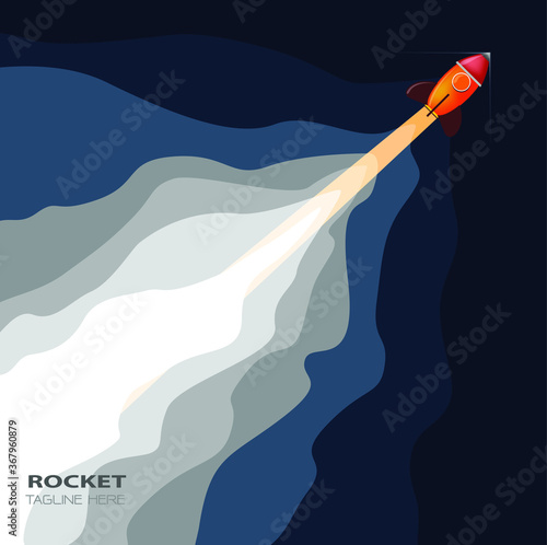 Space rocket launch and galaxy