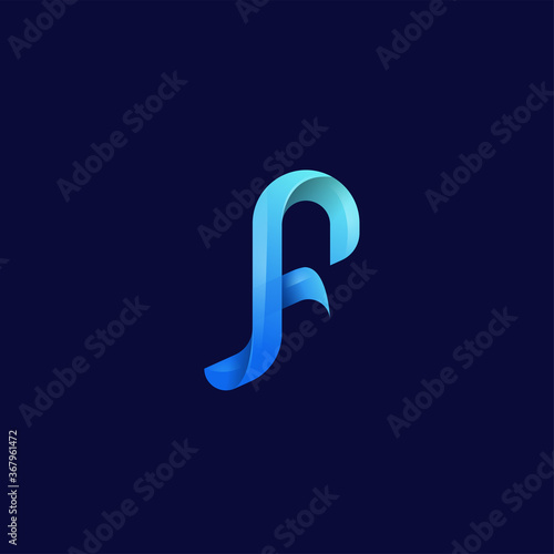 colorful monogram letter f logo premium vector