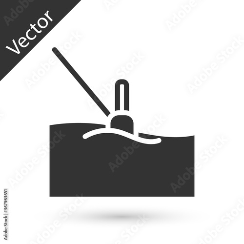 Grey Fishing float in water icon isolated on white background. Fishing tackle. Vector.