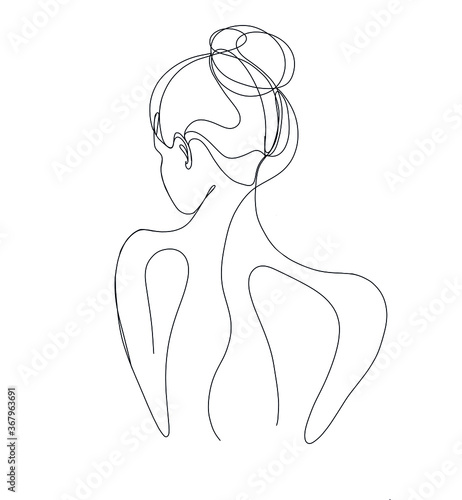 Continuous line drawing. Woman body. Vector Illustration for spa, tshirt, nails, poster