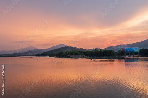 Cu De River in Da Nang City, Vietnam at Sunset