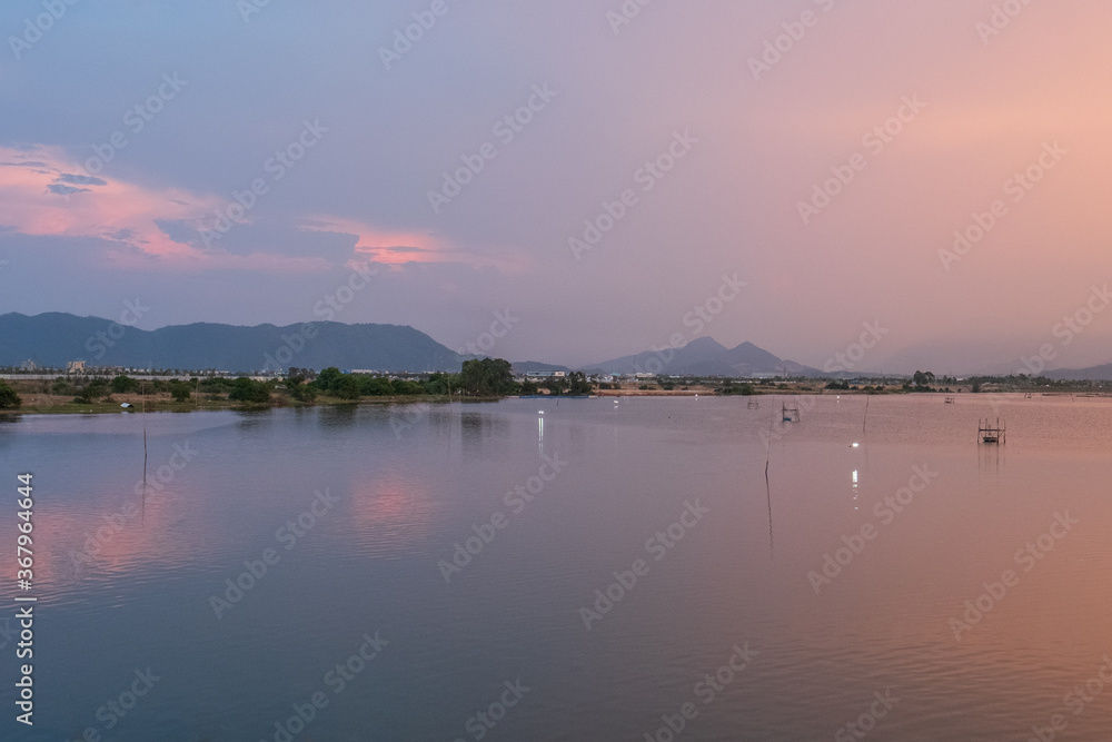 Cu De River in Da Nang City, Vietnam at Sunset