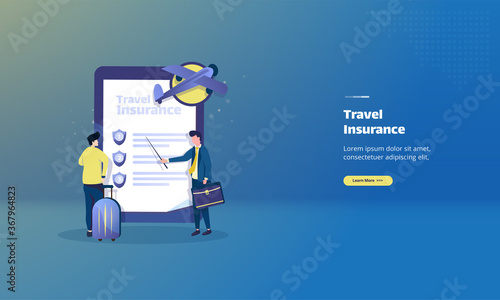 Travel protection insurance on illustration concept