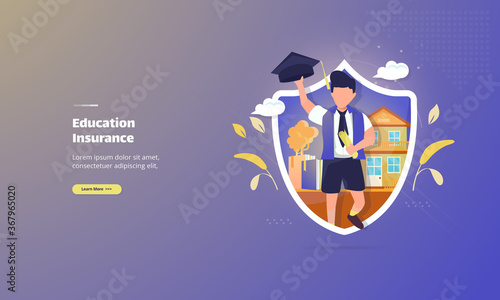 Education insurance on illustration concept