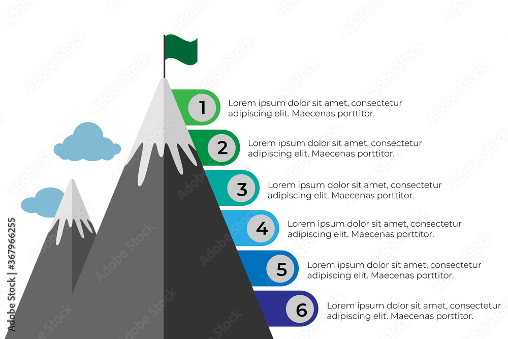 Success infographics, Leadership concept with six steps Success infographics, Leadership concept with six steps