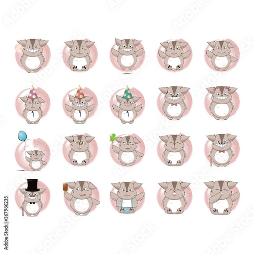 set of cute creature icons