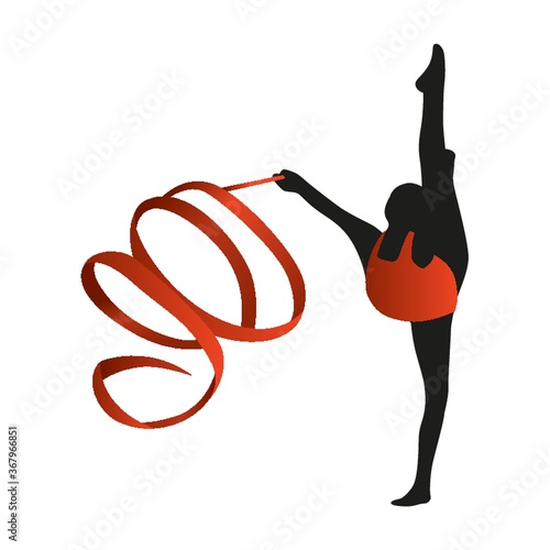 woman gymnast with ribbon