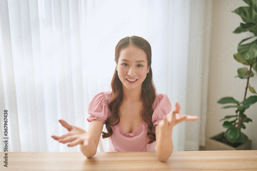 Asian Female Vlogger Recording Broadcast At Home Asian Female Vlogger Recording Broadcast At Home