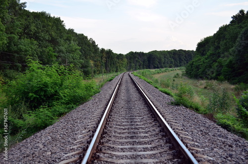 Railway tracks in a rural scene