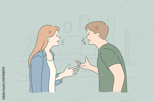 Couple, quarrel, confict, divorce, stress concept