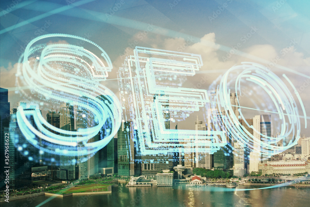 SEO hologram on city view with skyscrapers background double exposure. Search optimization concept. SEO hologram on city view with skyscrapers background double exposure. Search optimization concept.