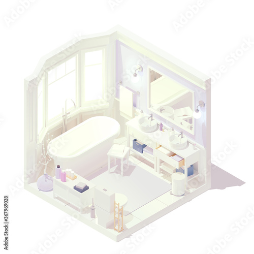 Vector isometric bathroom interior