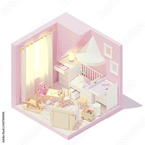 Vector isometric children's and baby room