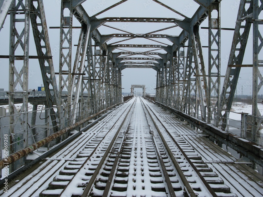 railway bridge in winter railway bridge in winter