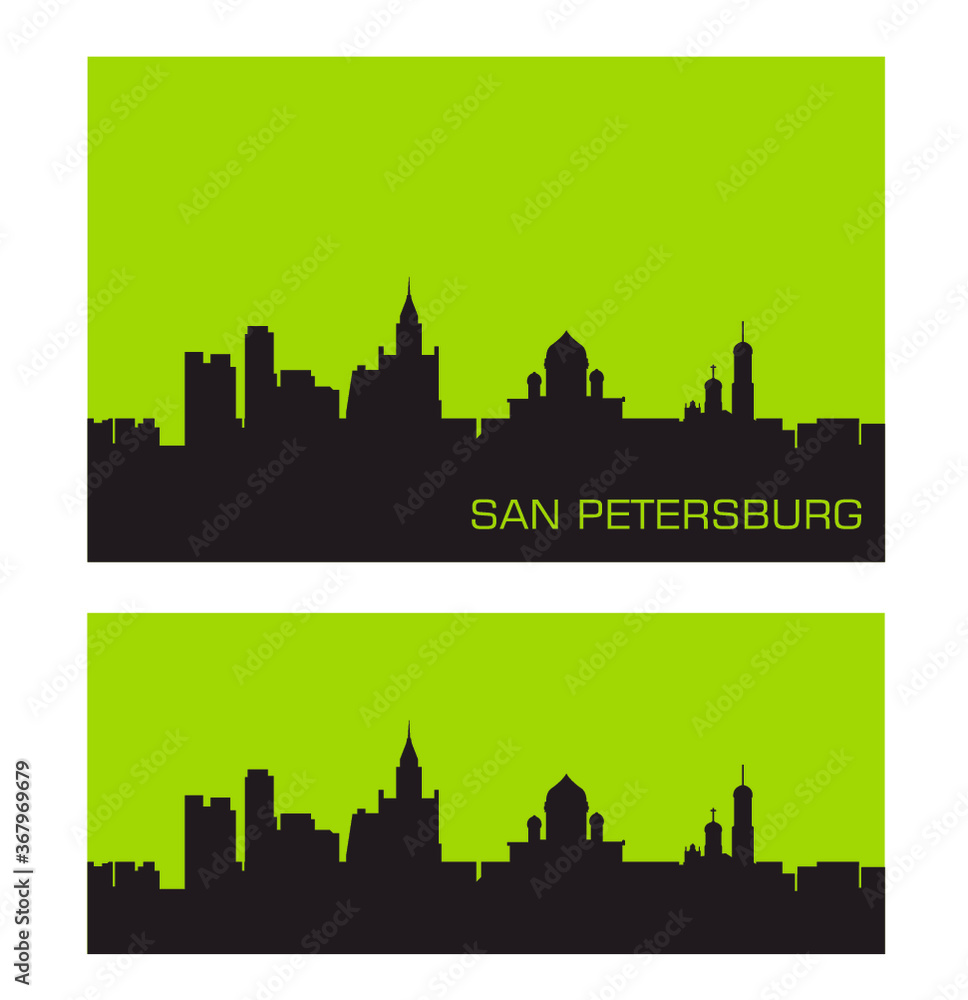 Obraz premium San Petersburg, Russia city skyline vector silhouette