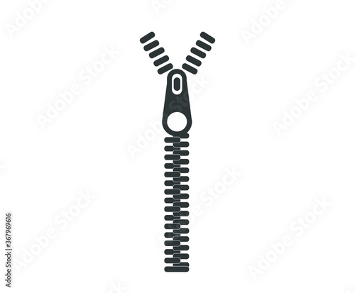 Zipper icon. Metal zip cloth element. 