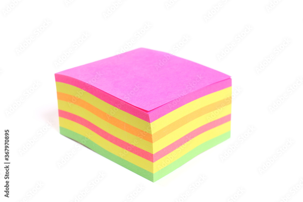 block of colored sticky notes isolated on white background with copy space for your text block of colored sticky notes isolated on white background with copy space for your text