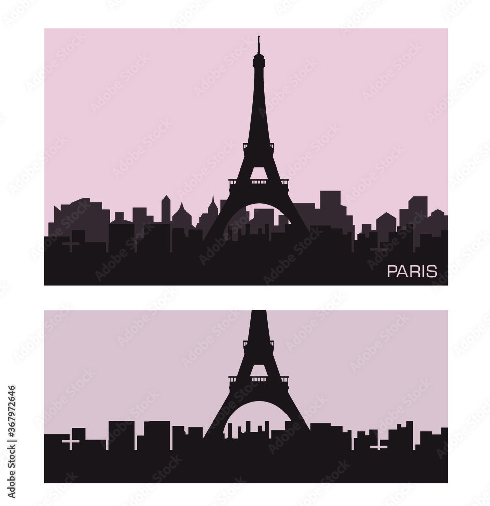 Obraz premium Paris city skyline vector silhouette