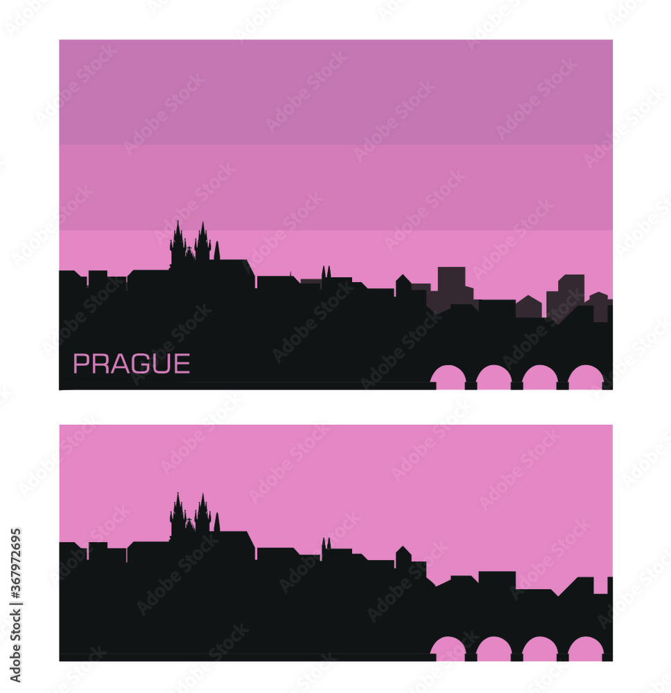 Prague city skyline vector silhouette