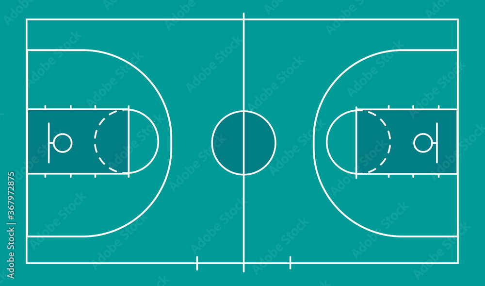 Isolated basketball field for ball game on a blue field. Competitive sport on the site. Stadium with markings. Vector stock graphics. To plan a strategy for sites and applications. Isolated basketball field for ball game on a blue field. Competitive sport on the site. Stadium with markings. Vector stock graphics. To plan a strategy for sites and applications.