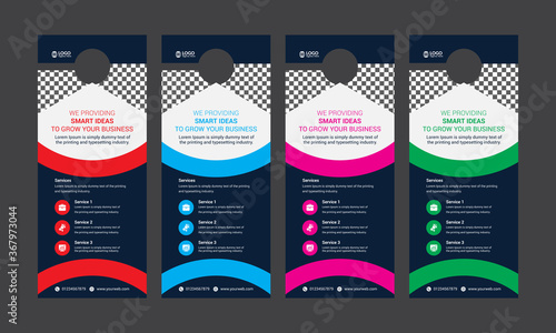 Set of door hangers background. Door hanger mockup. Vector illustration, corporate door hanger design, Door hanger tags, do not disturb and make up room sign Premium Vector,Door hanger design template