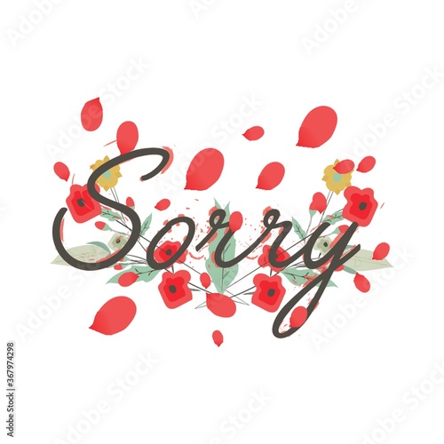 word sorry with floral petals