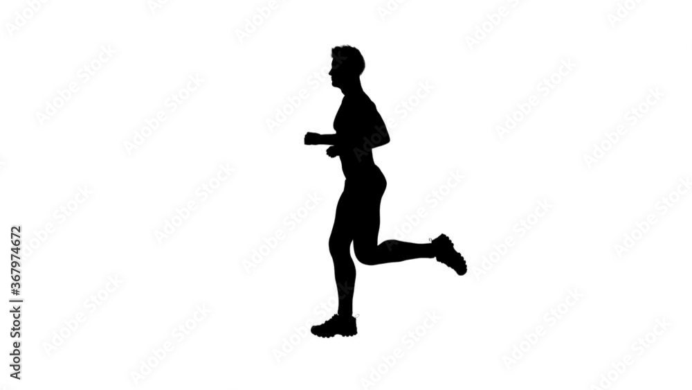 3D Rendering : a silhouette running male character with white background 3D Rendering : a silhouette running male character with white background