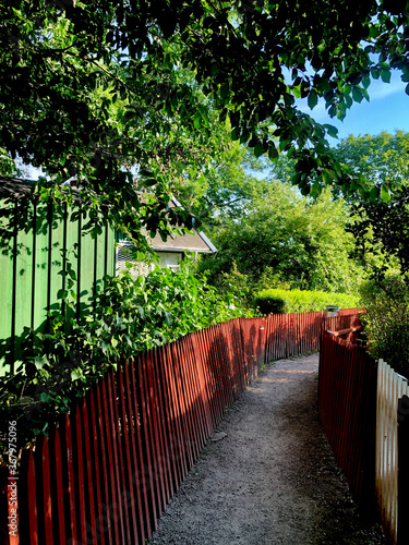 Footpath Among Cabins at Tanto, Sodermalm, Stockholm Sweden photo