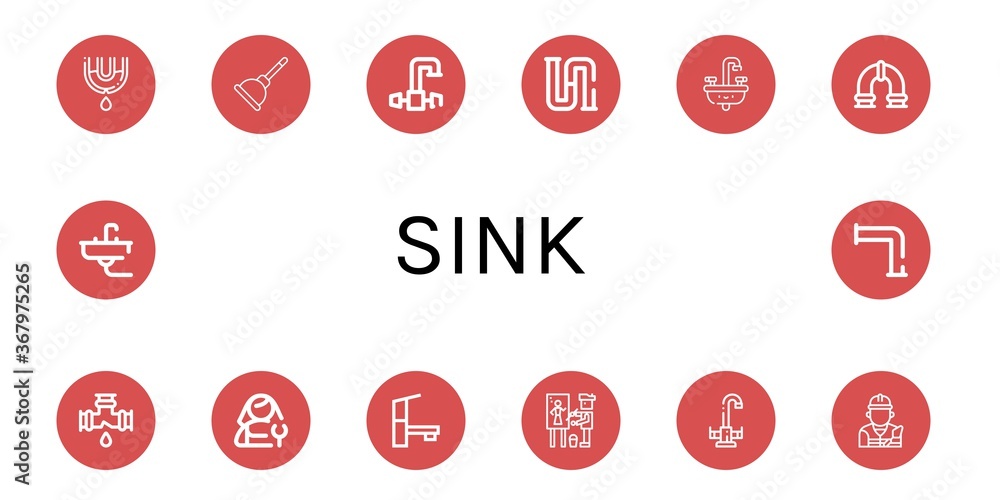 sink simple icons set