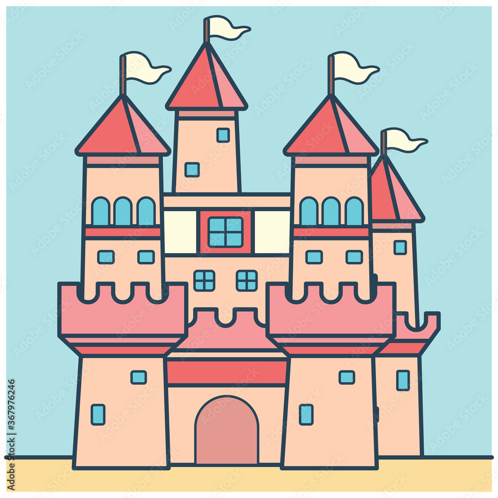 Simple castle cartoon illustration