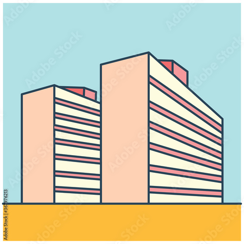 Cartoon tall buildings vector illustration