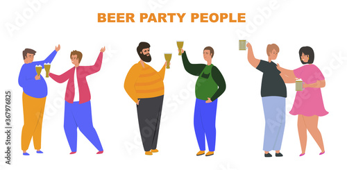 Beer tasting flat vector illustration. Alcohol Tasting Events, People have fun and try alcohol on isolated background, event for tourists concept. Have a good time with friends in the evening. © Hanna