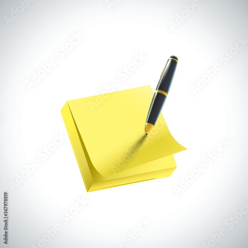 sticky note and pen
