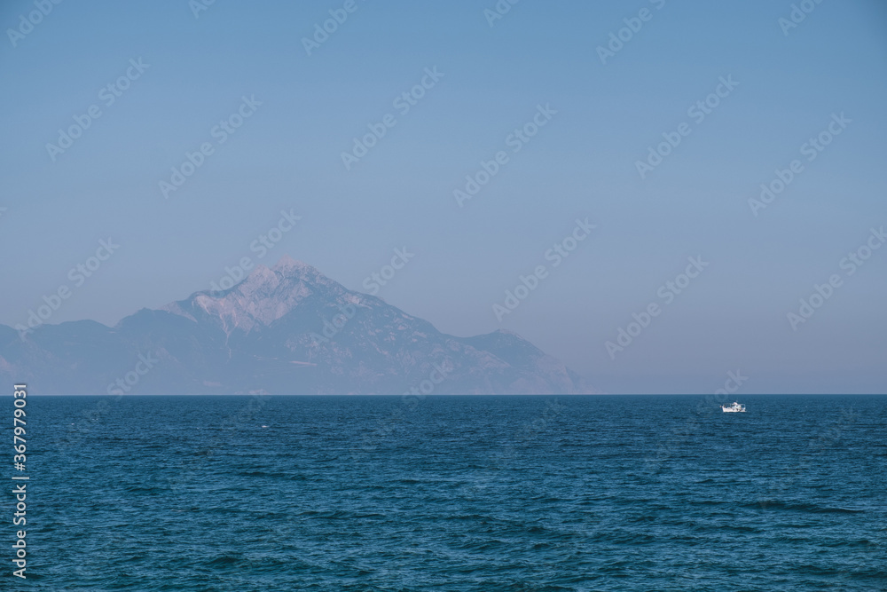 View from the sea on Atos, Greece - obrazy, fototapety, plakaty 