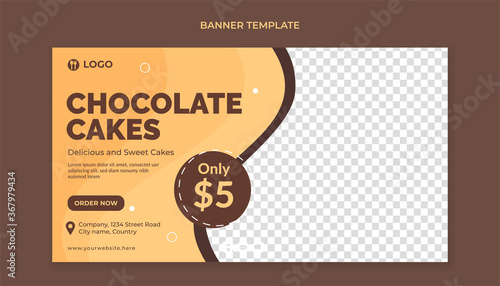 Chocolate cake banner template for cake shop