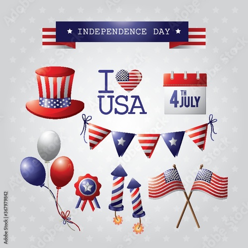 american independence day icons