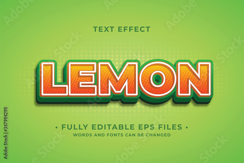 lemon text effect 100% editable isolated on green vector image