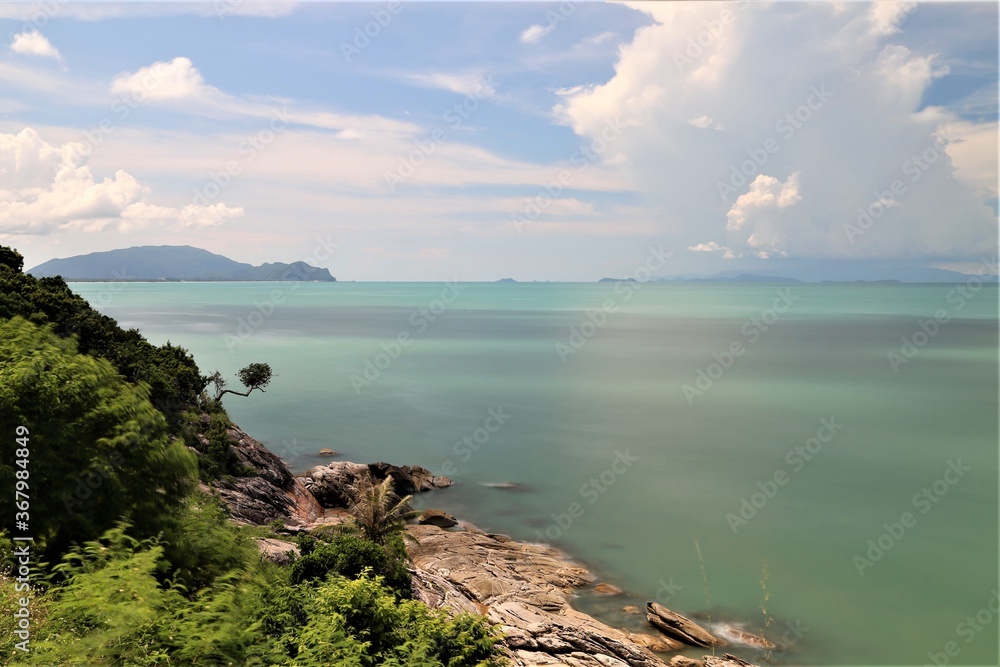 sea coast with rocks at Khanom Khao Pladam Nakhonsi thummarat Thailand	