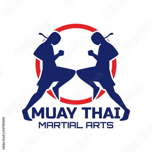 muay thai martial art isolated on white background. vector illustration