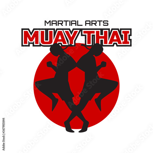 muay thai martial art isolated on white background. vector illustration