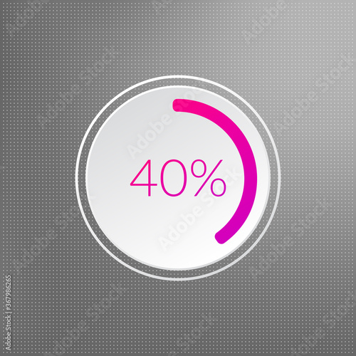 40 percent isolated pie chart. Percentage vector, infographic icon on dotted background. Sign for business, finance, web design, download, progress