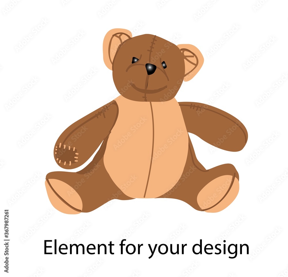 Obraz premium The brown bear. Teddy bear. Plush toy. illustration isolated on a white background.