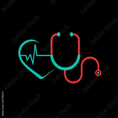 Beautiful cardiology illustration vector logo design health care and medical symbols cardiogram heart beating sign pharmacy company vector logo.